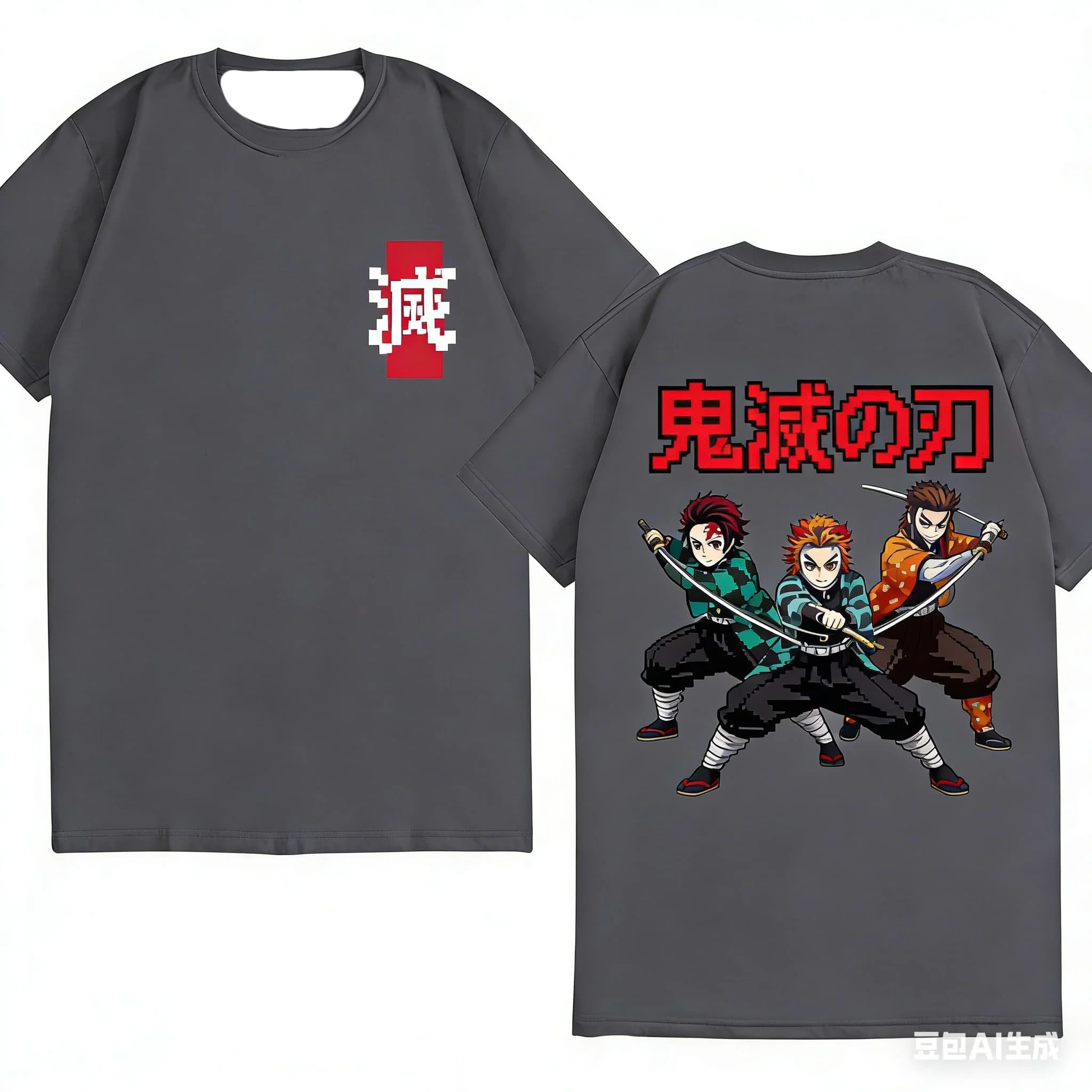Kanji Destroy T-Shirt Demon Slayer Anime Shirt Kimetsu No Yaiba Otaku Gift Summer Men's Loose T-shirt Top