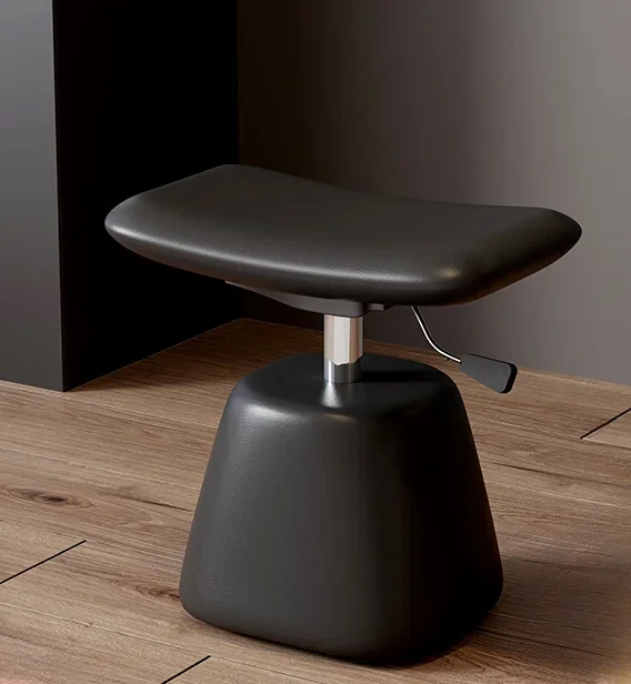 Italian light luxury bedroom liftable makeup stool dressing stool 50cm high black premium feeling with wheels rotatable stool