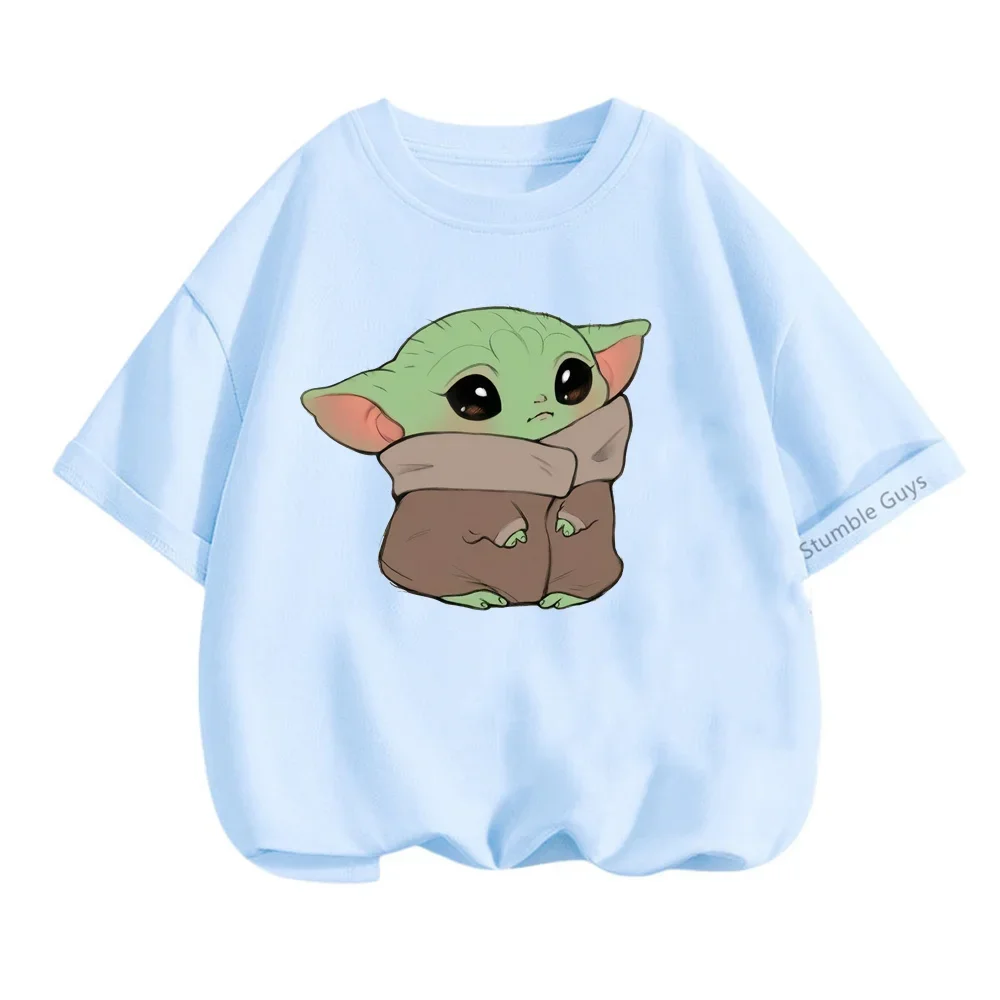 Summer 3-14y Kids Clothes Short Sleeve Ugly Cute Yoda Boys Girls Basic Jumper Teen T-shirt Youth sports Star Wars top top