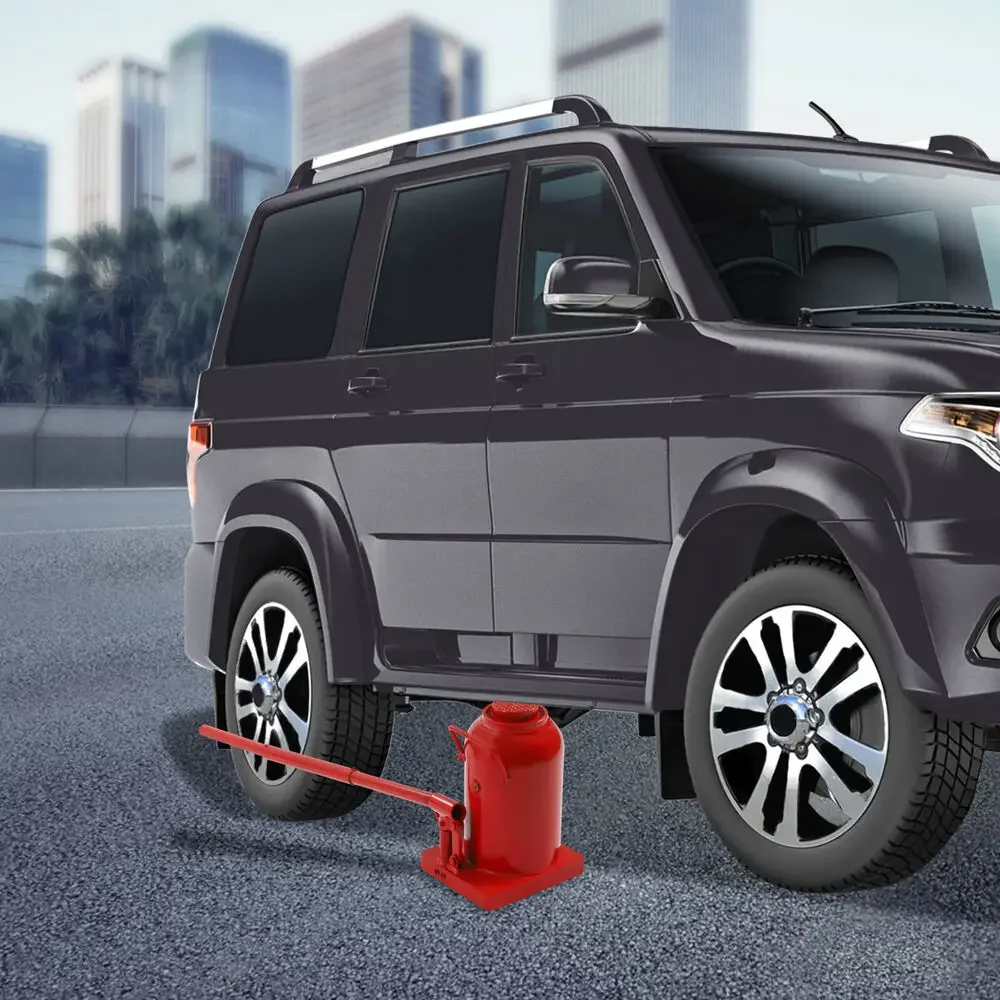 Cric à bouteille à cylindre hydraulique de 50 tonnes – Outil de levage de réparation de pneus antidérapant rouge