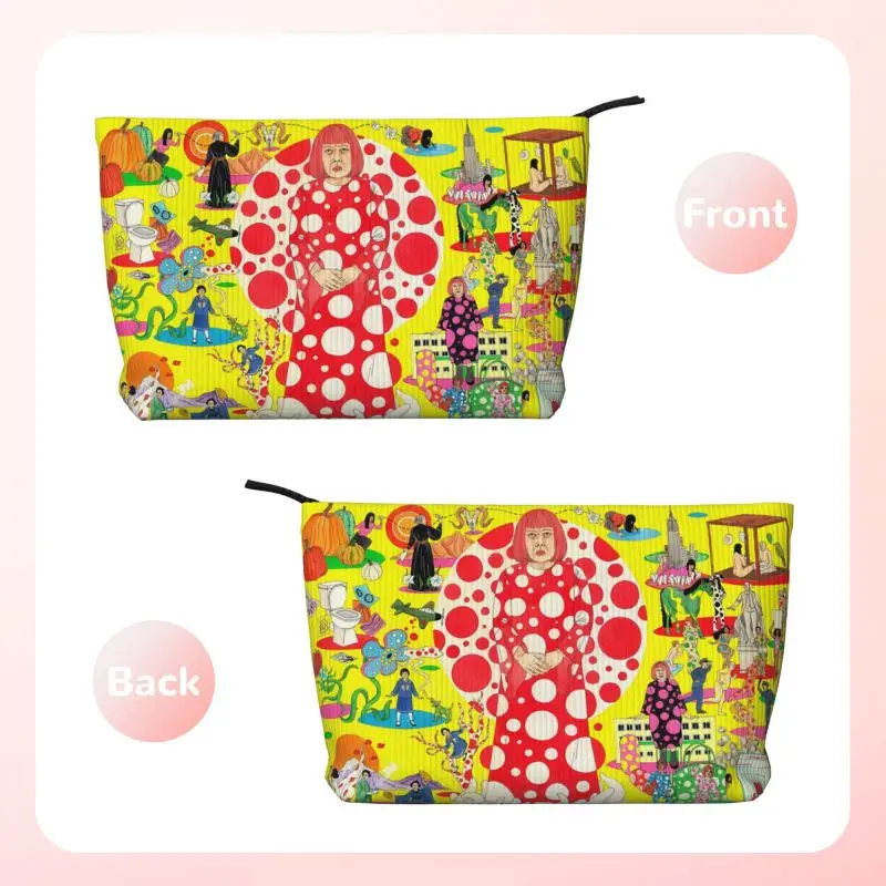Custom Yayoi Kusama Abstract Painting Corduroy Makeup Bag Women Portable Cosmetic Toiletry Bags Lightweight Storage Organizer