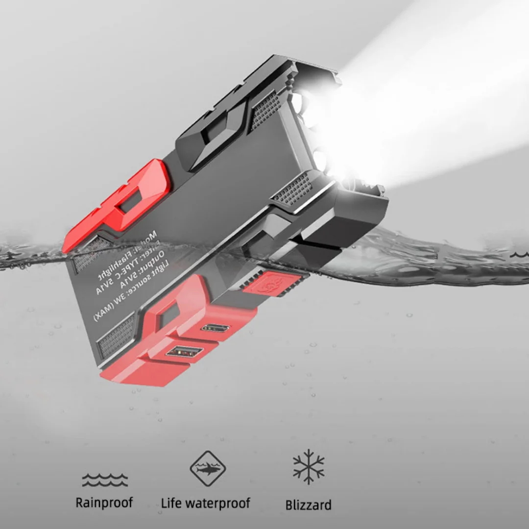 

Светодиодный фонарик высокой мощности, портативный USB перезаряжаемый фонарик, аварийный аккумулятор для кемпинга на открытом воздухе с батареей 18650