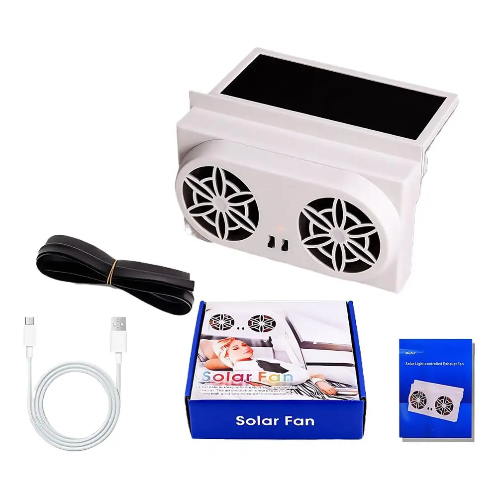 Dual Fan Solar Car Cooler Vent Fan Light Sensing Auto Exhaust Heat Remove Fan USB Rechargeable Car Window Cooling Fan view 6