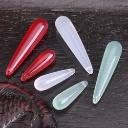 5pcs Artificial Jade Teardrop Shape 21x6mm 34x7mm Resin Loose Pendants Beads For Jewelry Making DIY Earring Findings