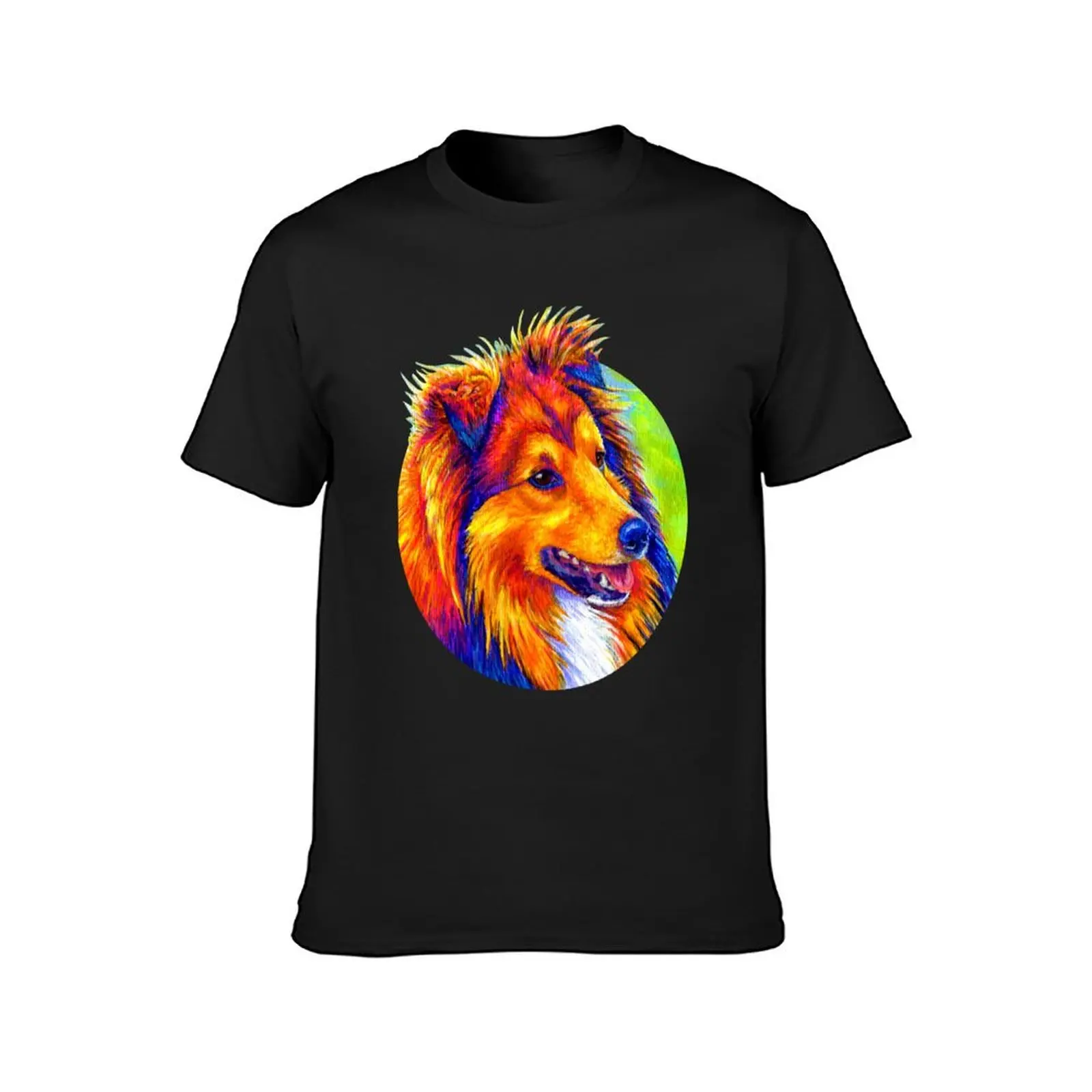 Colorful Shetland Sheepdog Rainbow Sheltie Dog T-Shirt blanks customs design your own tops funny t shirts for men