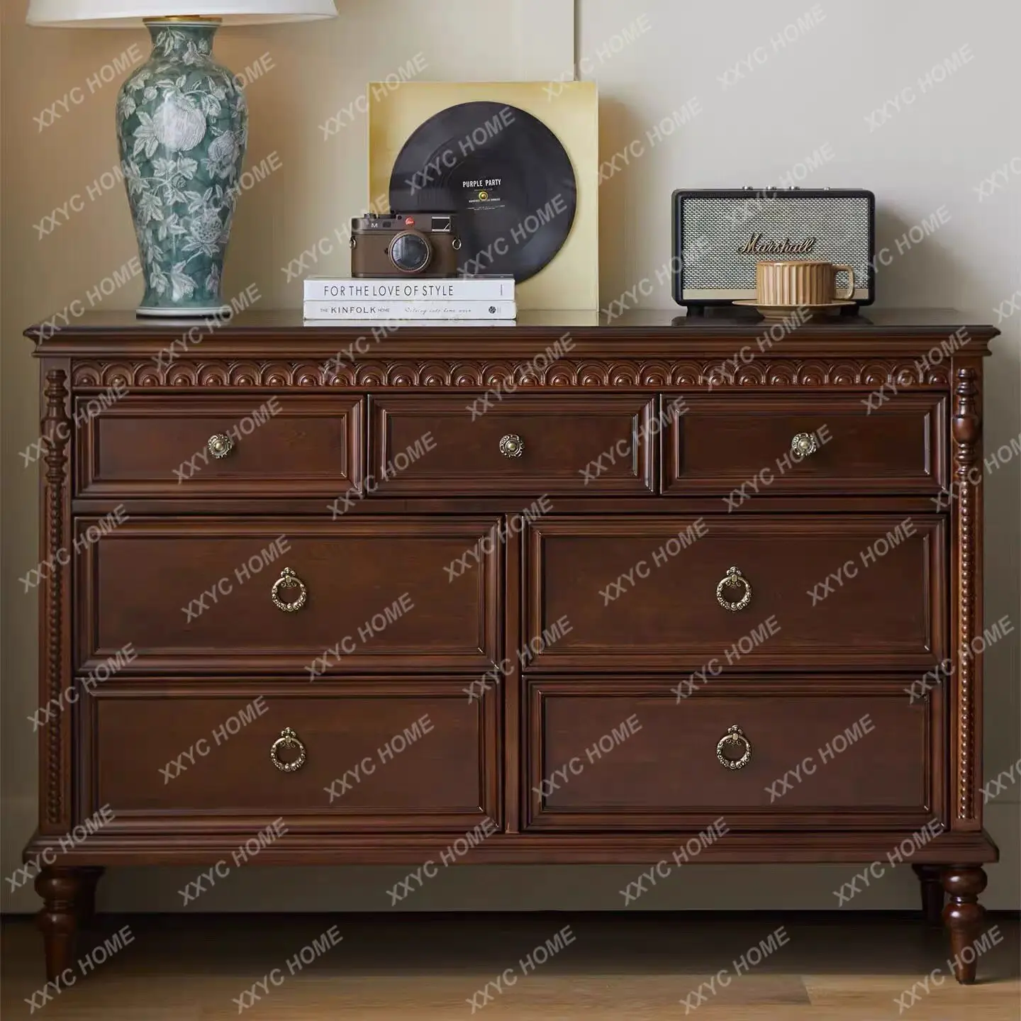 

retro solid wood seven-chest cabinet living room retro bedroom storage bucket cabinet locker