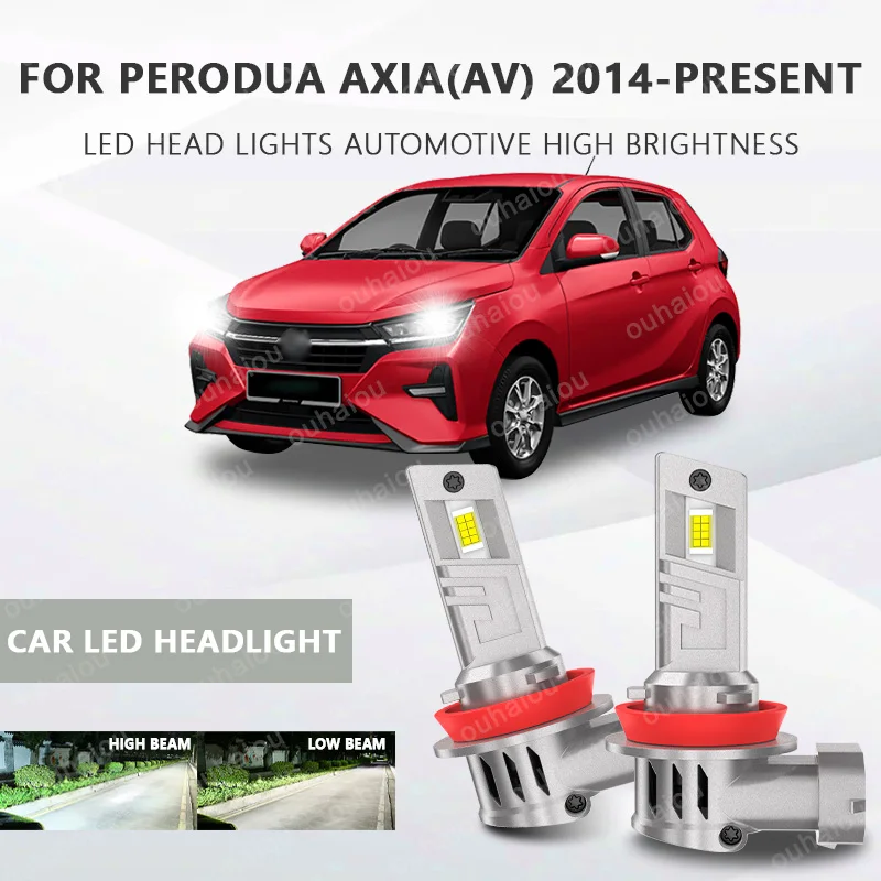 

2Pcs H8 H11 LED Headlight LED Lights Head Lamp for Car LED Headlight Bulb with heat sink For Perodua AXIA(AV) 2014-PRESENT