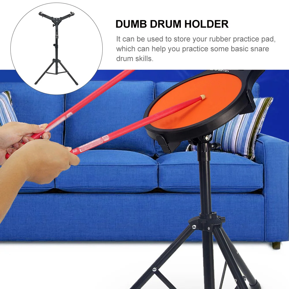 

Practice Pad Rack Support Adjust Dumb Drum Stand Holder Beginner Instrument Black Rubber