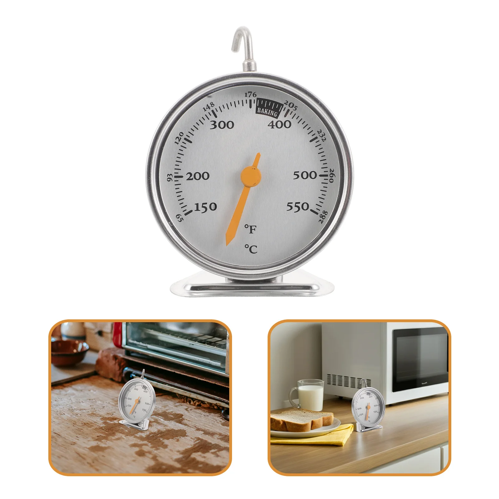 

Thermometer 65-288°C 50-550°F Stainless Steel Dial Temperature Gauge For Baking Cooking Frying Electric Gas Oven Grill