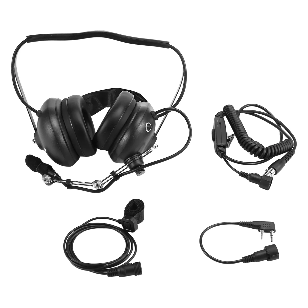 Noise Cancelling Aviation Microphone Headset Walkie Talkie Earpiece -Mounted Noise Reduction Ear Covers