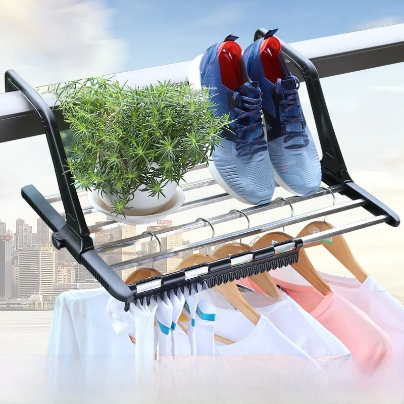 

Large Stainless Steel round Tube Windowledge Shoe Drying Rack Balcony Radiator Storage Shelf Outdoor