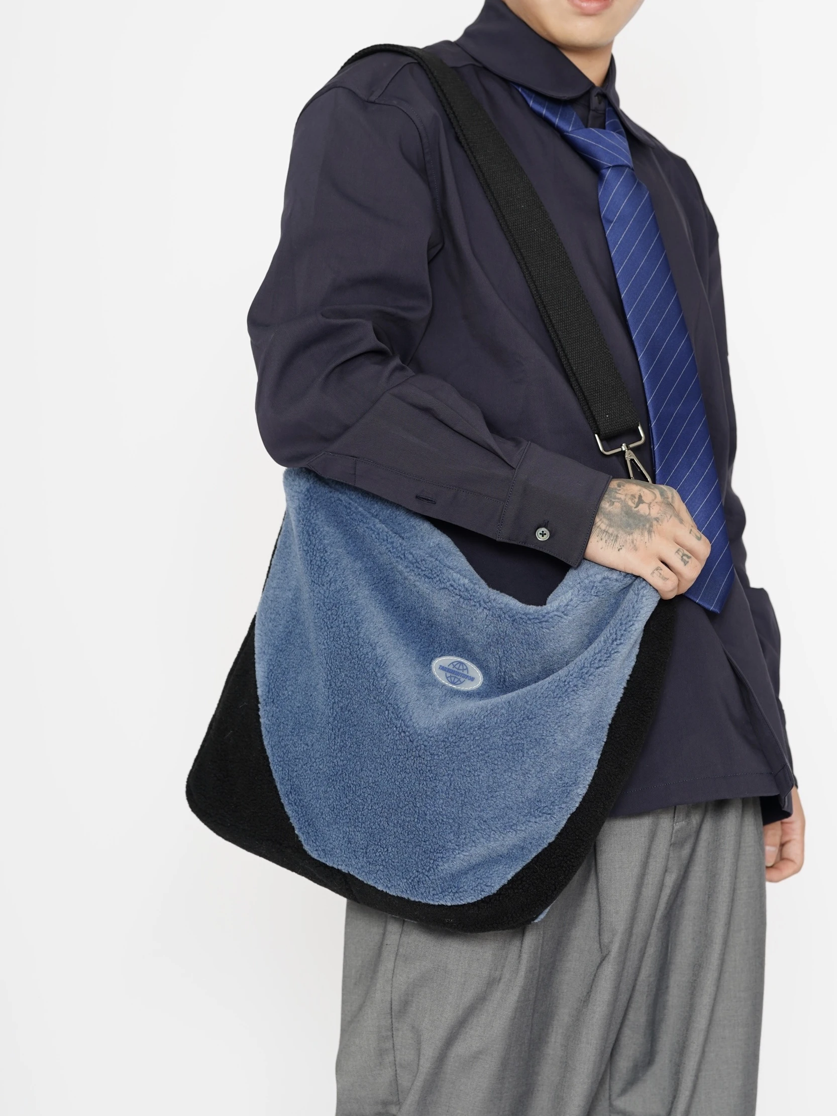 Autumn And Winter Fashion New Original Lamb Fleece Women's Bag Splicing Color Contrast Large Capacity Single Shoulder Bag Trendy