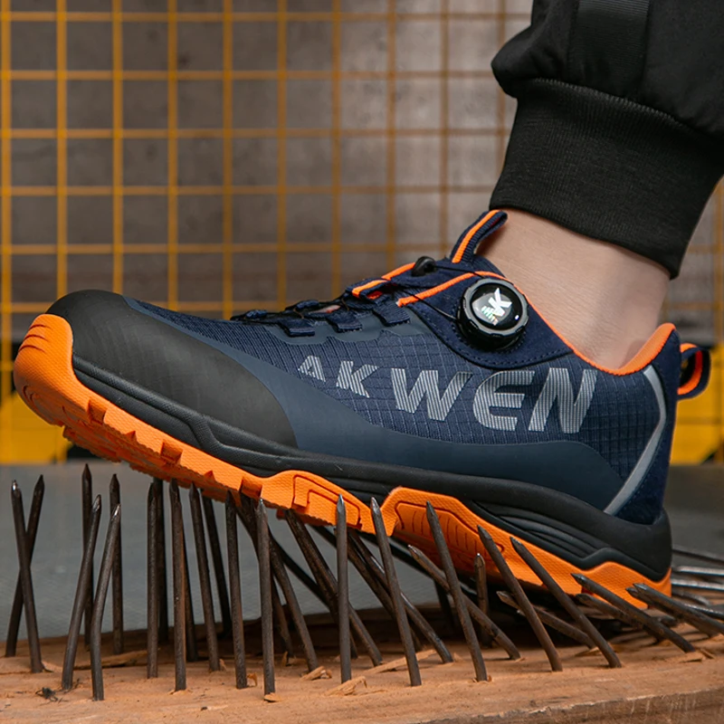 Drehknopf Sicherheitsschuhe Herrenstiefel Hochwertiger Arbeitsstiefel Stahlkappenschuhe Pannensichere, unzerstörbare Schuhe verschleißfest