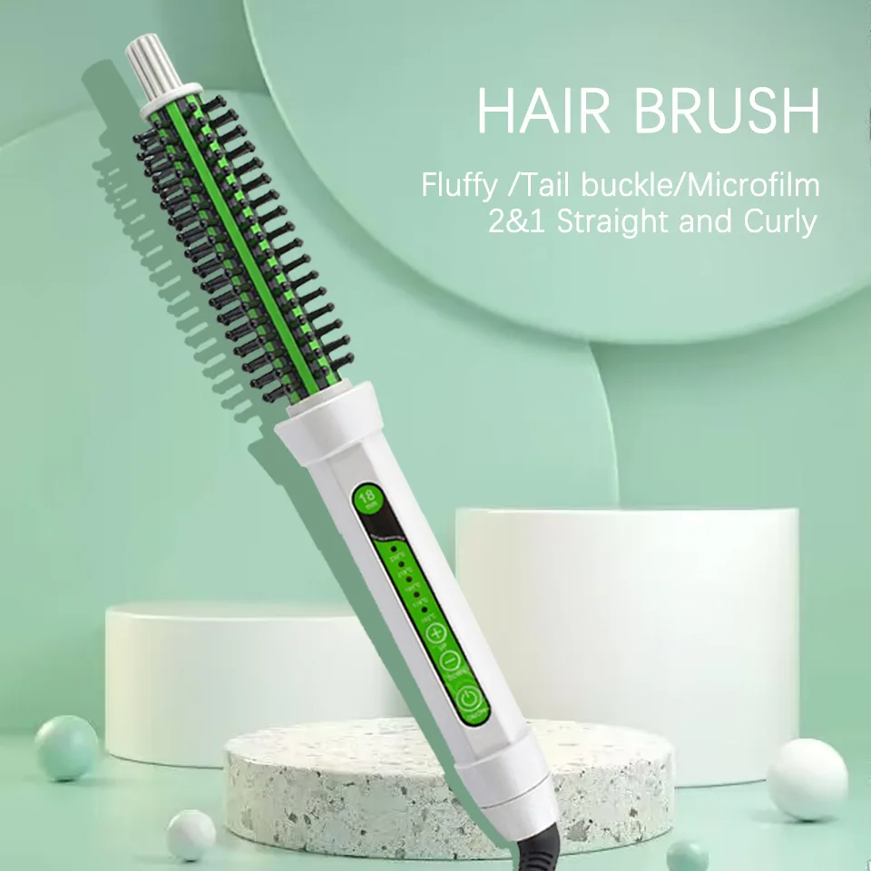 2 in1 Hair Straightener Multi‑function Styling Comb for Curling Straightening Fluffy Inward Buckle Tool for Short Hair Men Women