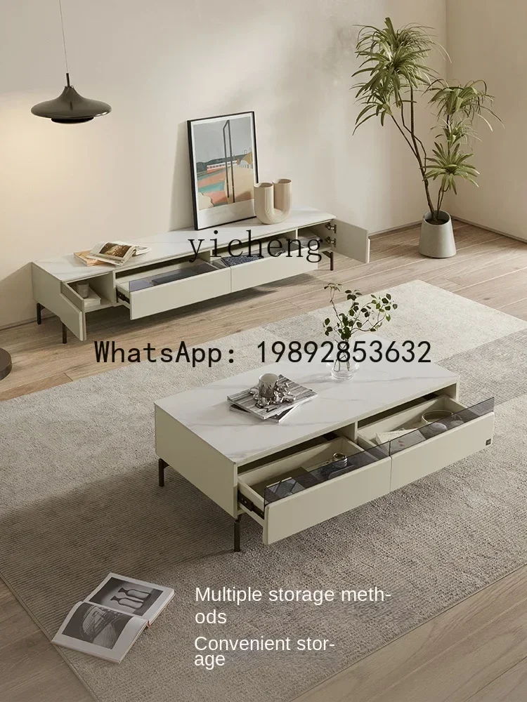 

b18 Household Small Apartment Modern Minimalist Stone Plate Storage Coffee Table TV Cabinet Combination Home