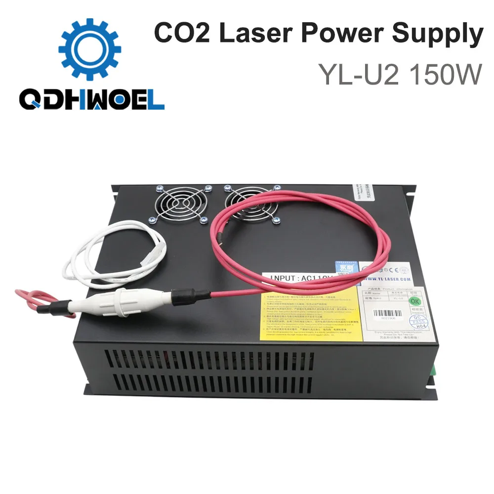 QDHWOEL YL-U2 150W CO2 Laser Power Supply 130W-150W For Yongli A6s A8s R7 R9 H6 CO2 Laser Tube Engraving Cutting Machine