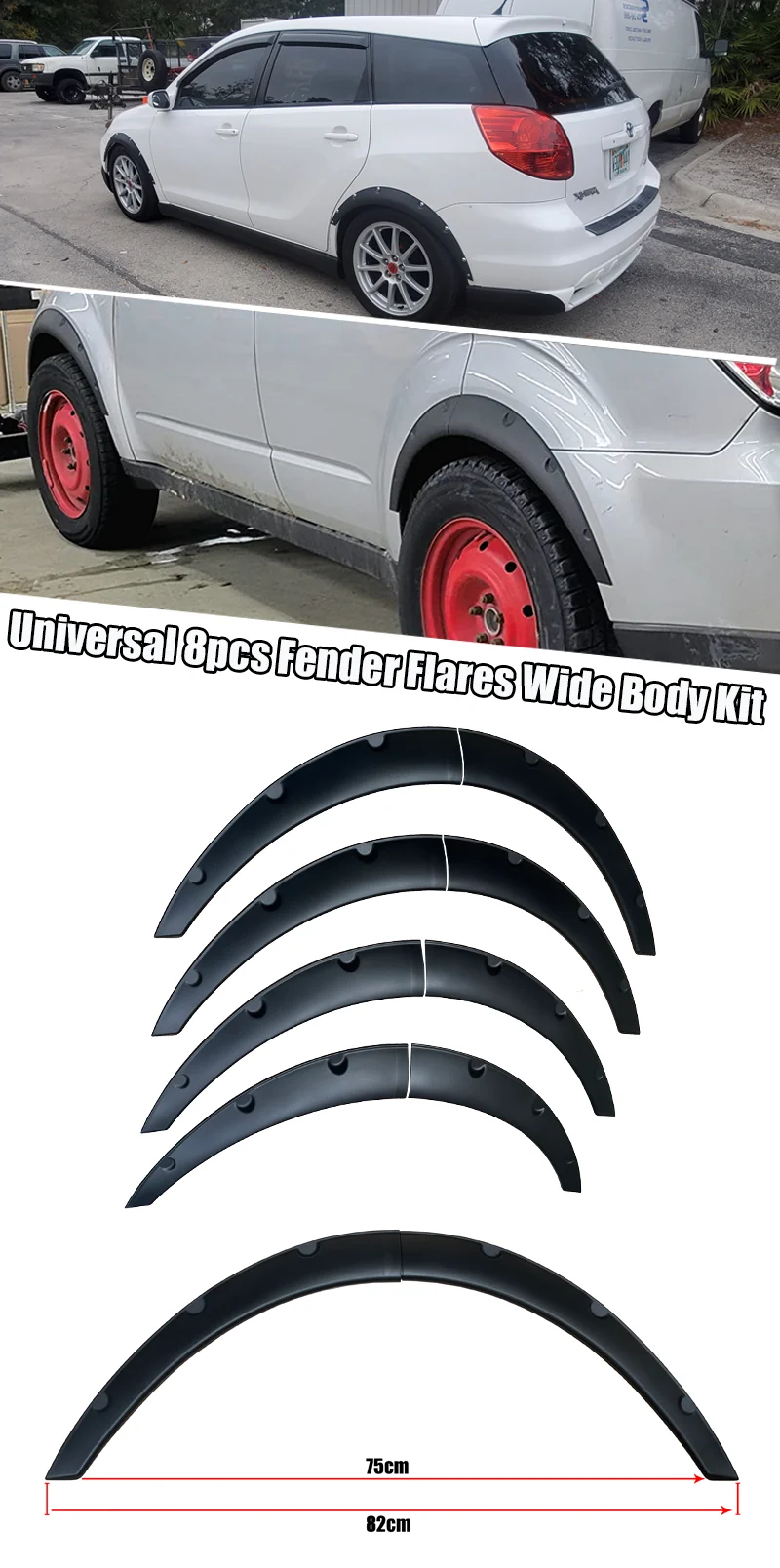 8PCs Auto Kotflügel Flares Universal Extensions 4x4 Rad Augenbraue Bögen Lippen Matt Schwarz 73cm Für Toyota honda Nissan Benz BMW Audi – Detail 1