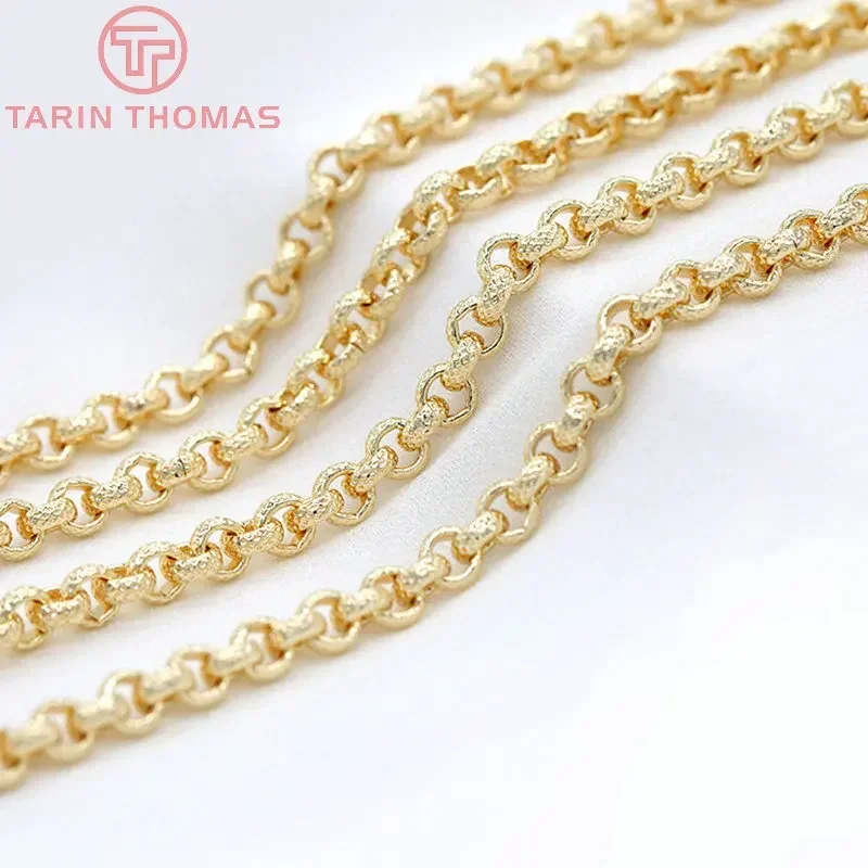 

(6193) 50CM 4MM 6.5MM 24K Gold Color Plated Brass Necklace Chains Bracelet Chains High Quality Jewelry Accessories Wholesale