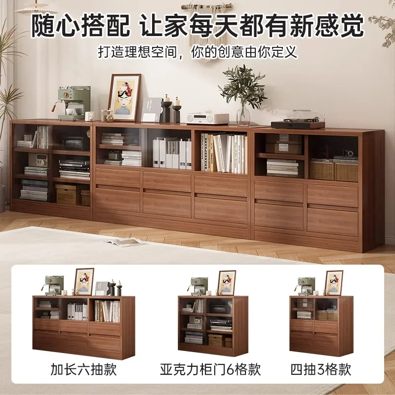 Medieval style bookcase against the wall, dustproof storage locker, floor combination cabinet