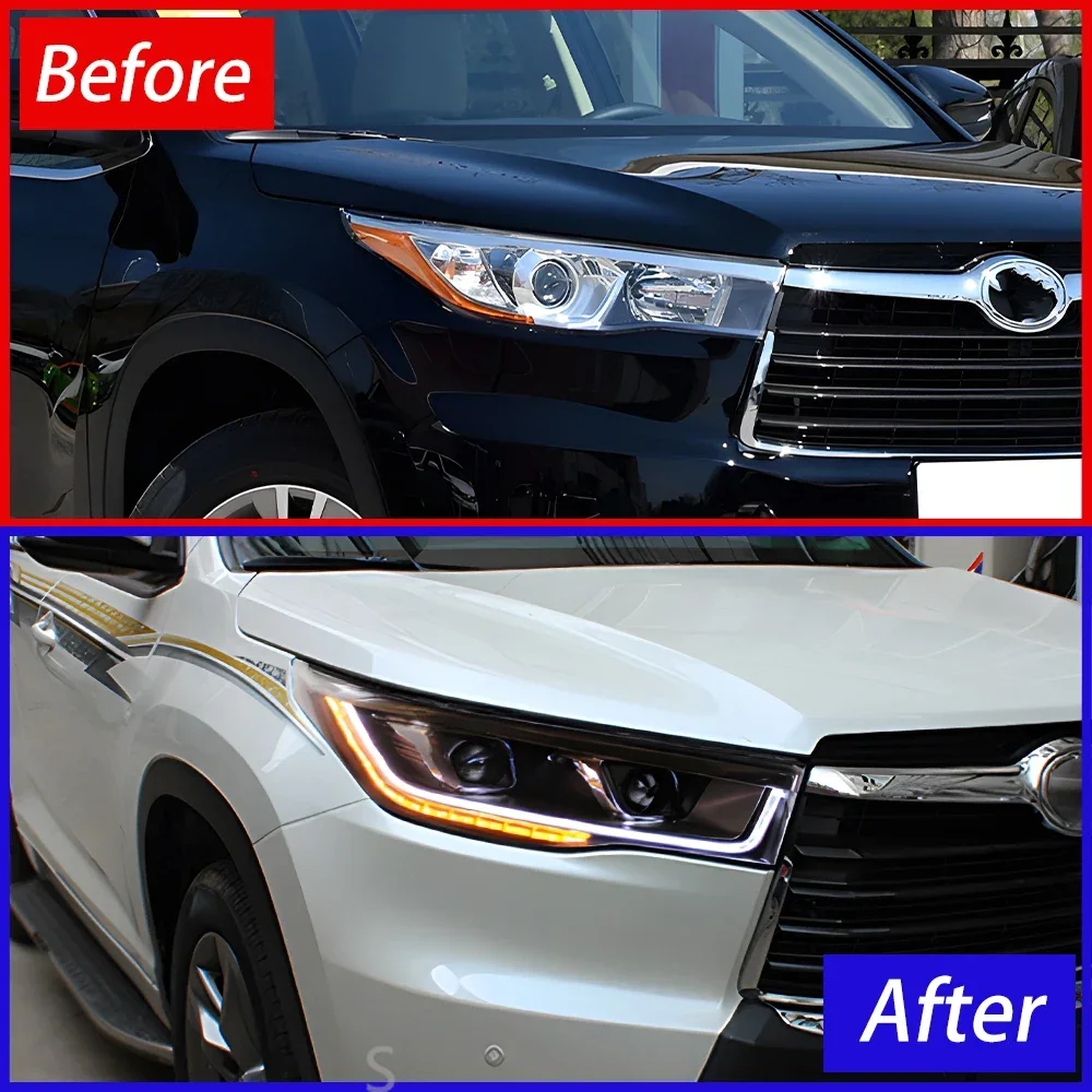 トヨタハイランダー 2015-2017 車のフロントランプアセンブリアップグレードブリンクダイナミック 2 プロジェクターレンズヘッドライトツールアクセサリー