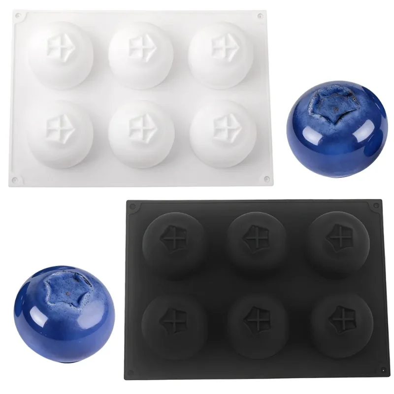 6 Cavity Blueberry Mousse Cake Baking Mold Fruit Shaped Dessert Silicone Mold for Chocolate Pudding