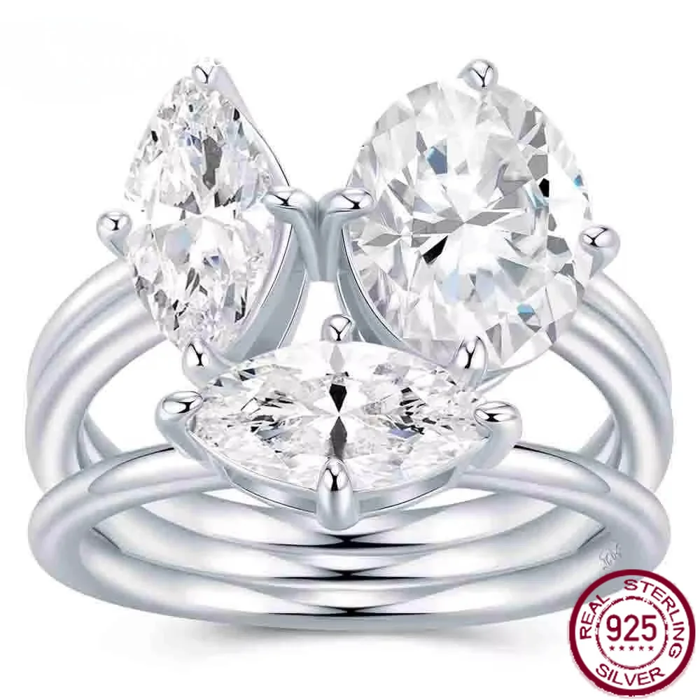 Yaranyan 925 Sterling Silver 3EX VVS1 D Color 3 CT Real GRA Moissanite Diamonds Gemstone Wedding Engagement Ring Fine Jewelry