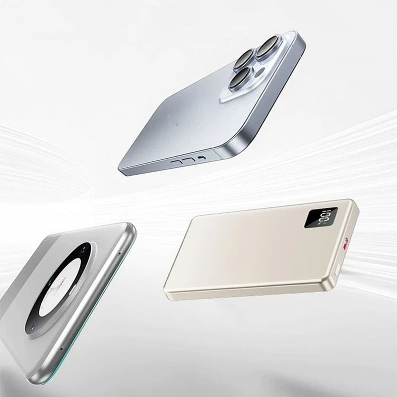 باور بانك Xiaomi 100000mAh رفيع للغاية لشاشة LED المغناطيسية اللاسلكية الشحن السريع وبطارية محمولة لهاتف iPhone Samsung