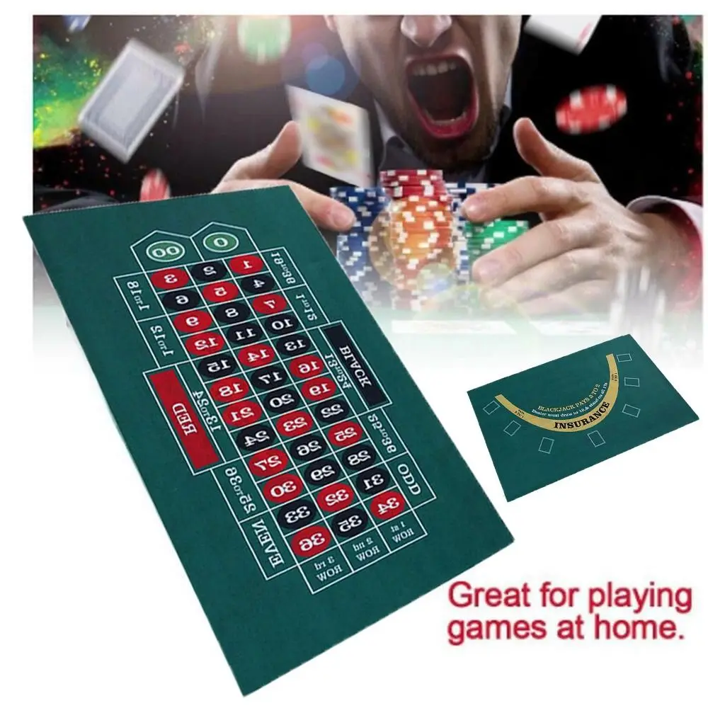 60*90CM Game Tablecloth Portable Double-sided Felt Cloth Casino Table Mat Roulette Blackjack Poker Table Top Chess&Card Room