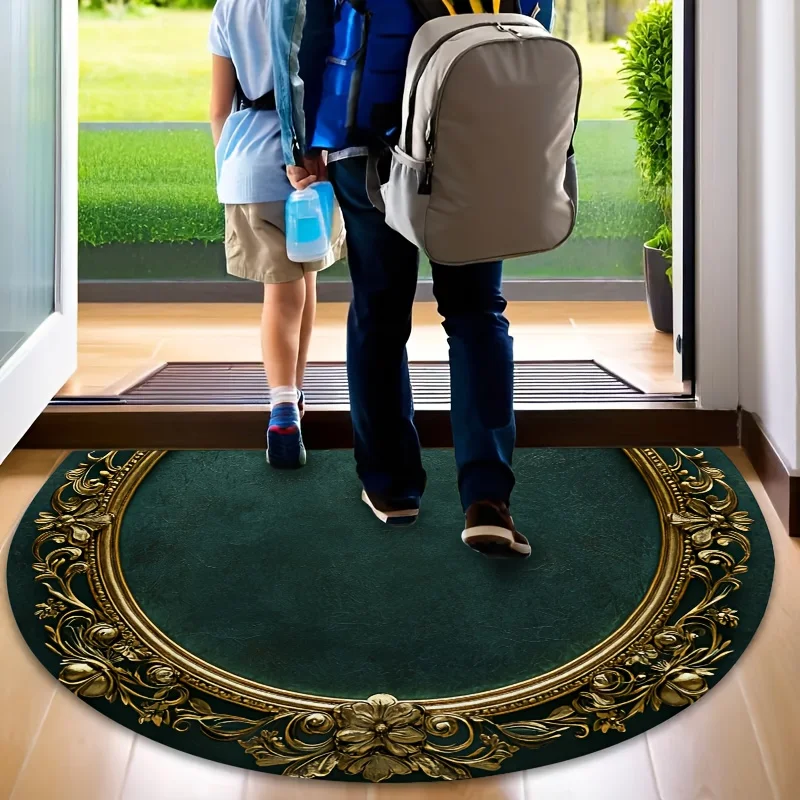 VIKAMA Semi-Circle Carpet Dark Color Stain-Resistant Doormat Welcome Mat Kitchen Rug Soft Rug For Bedroom Carpet For Living Room