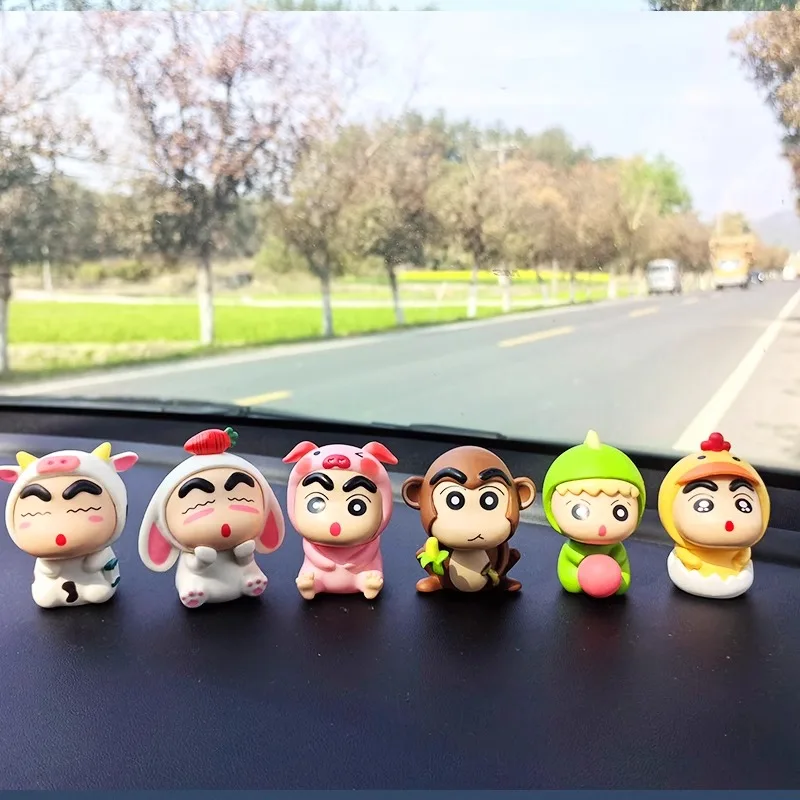 6 Buah/Set Anime Crayon Shin-Chan Action Figure Inovasi Monyet Shin Chan Patung Boneka Model Dekorasi Mobil Mainan Anak-anak Hadiah Penggemar