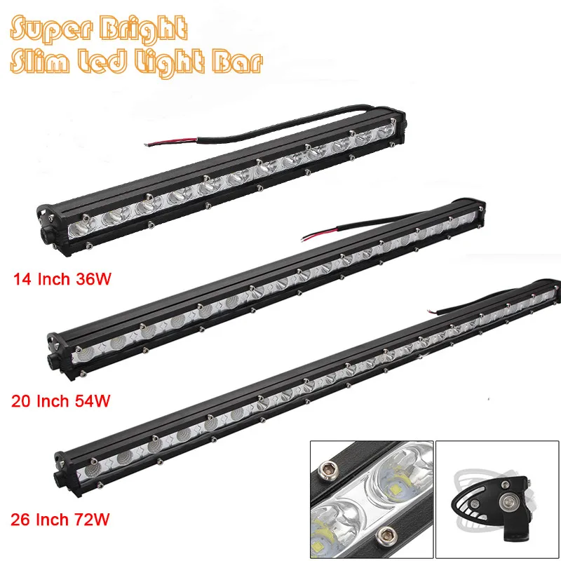 

14 /20 /26 Inch LED Strip Light Bar DC 9-30V 36W 54W 72W Single Row Off Road Lights Work Light Bar for Jeeps / SUV / Motorcycles