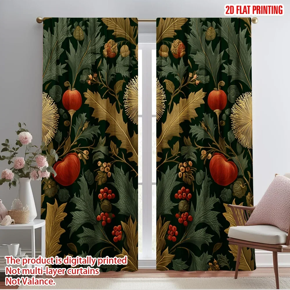 

2pcs,2D plane printing Curtains&Window Treatment Christmas4 Polyester Easy Install (without rod) Room Decor Use for Bedroom,