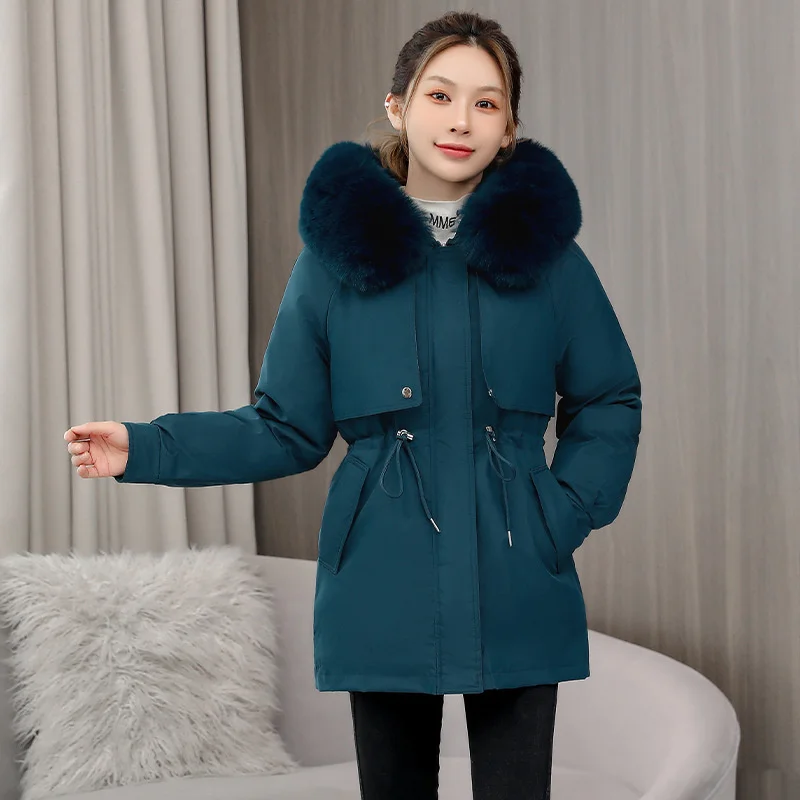 Detachable Inner Liner Mid Long Parka Cotton Jacket For Women 2023 Autumn/Winter Jacket New Down Cotton Coat Female Windbreakers