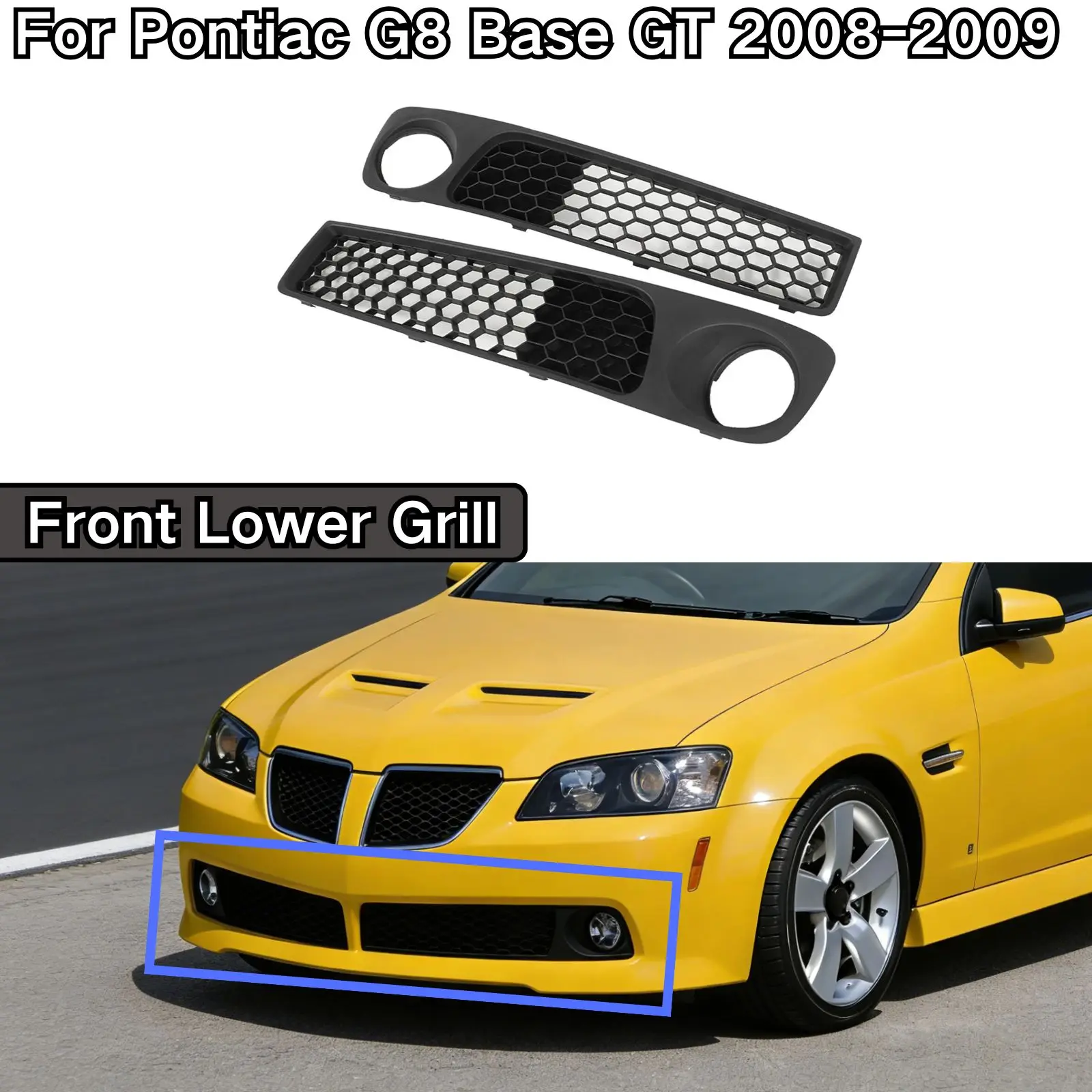 A Set Of Lower Bumper Grille For Pontiac G8 Base GT 2008 2009 Body Kit Mesh Insert OE Part 92205605 92205606 Accessories