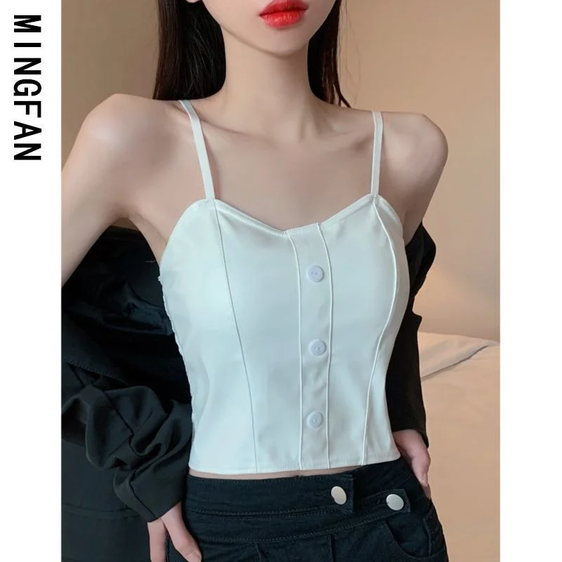 

Лидер продаж, женская бретелька из искусственной кожи, осенне-зимняя черная темпераментная короткая рубашка с внутренним верхом и низом