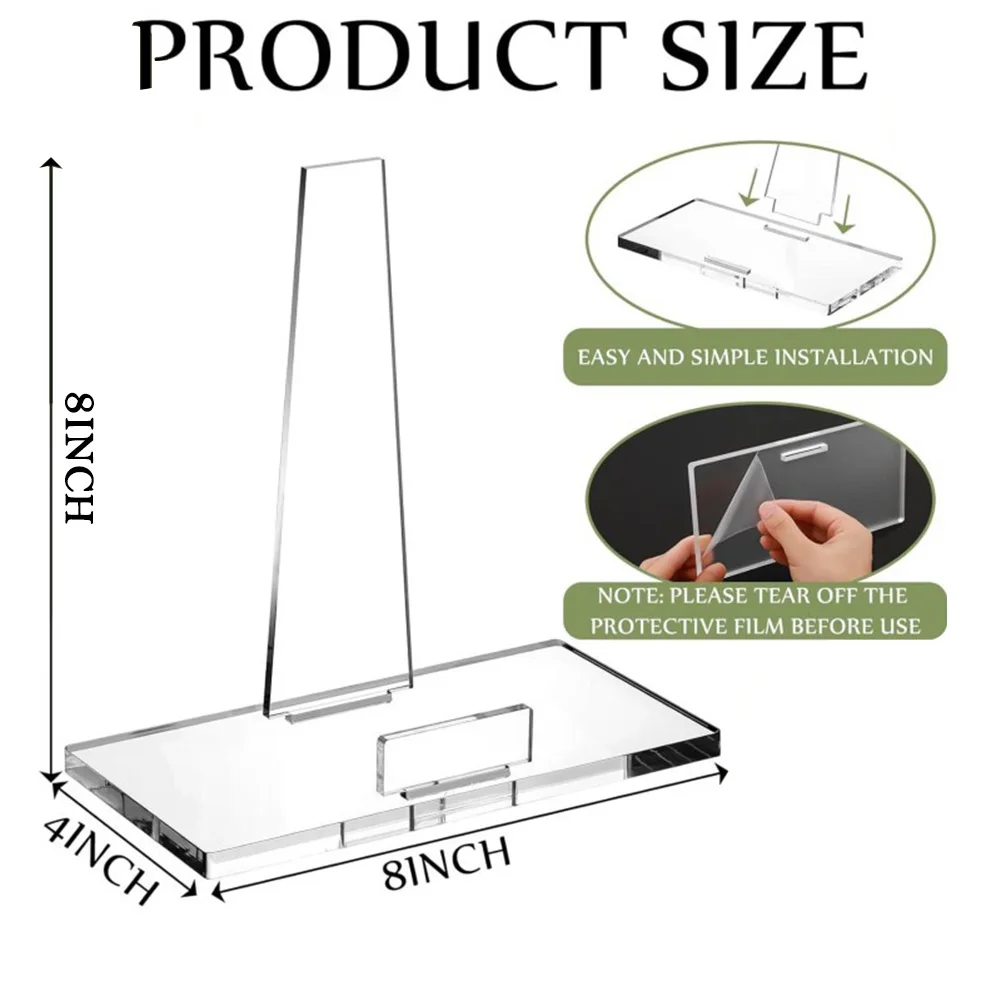 8 Inch Acrylic Display Stand with Four Non Slip Pads and Triple Transparent Plates Providing Stable and Secure Support