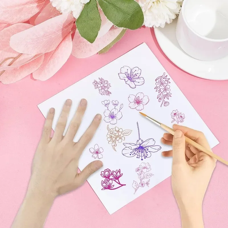 1pc Flowers Cherry Blossom Clear Rubber Stamp Retro Plants Sakura Transparent Silicone Seals Stamp for Journaling Card Making