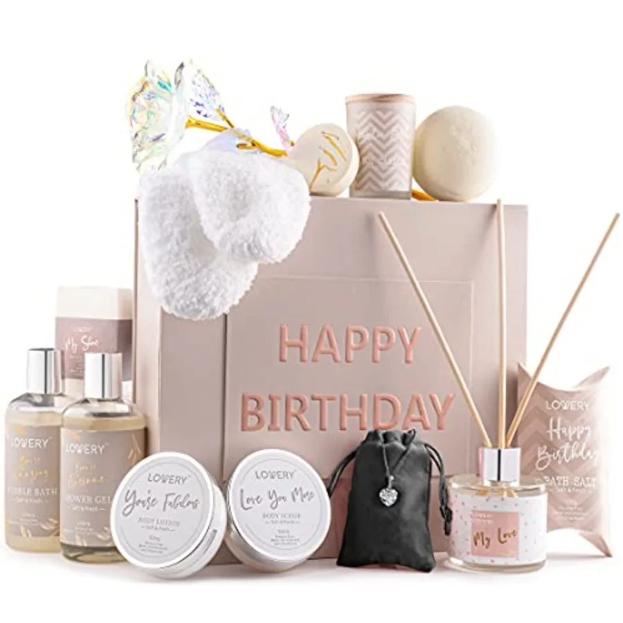 

Birthday Gifts for Women Birthday Spa Gift Basket for Women Luxury Birthday Spa Gift Box with Vit E Rich Bath Essentials Diffus
