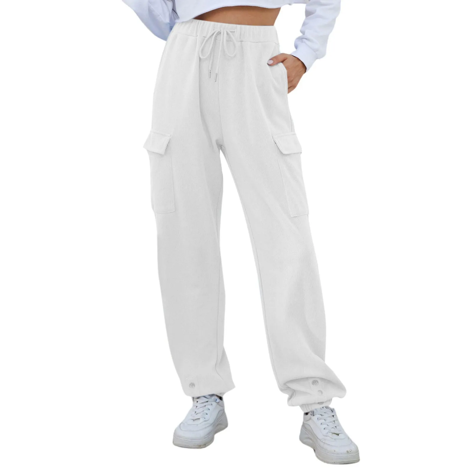 

New Sports Pants For Women Business Casual High Waisted Elastic Trousers Fleece Lined Straight Leg Sweatpants For Womens Autumn