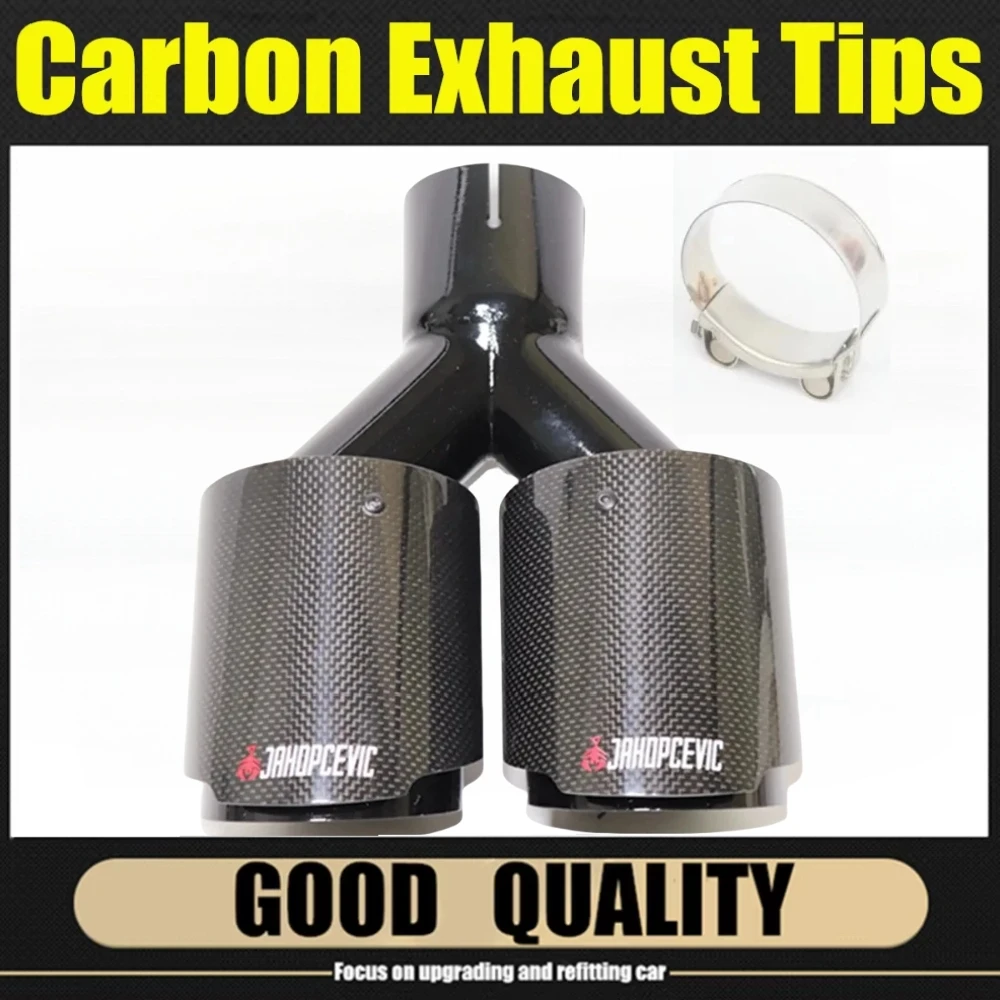 

Car Carbon Fiber Muffler Tip Y Shape Double Exit Exhaust Pipe Muffler Universal Exhaust end pipe auto modified accessori