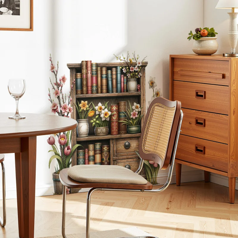 Plant Flower Stand Potted Plant Decoration Wallpaper Bedroom Kitchen Bookshelf Effect Wall Sticker Self-adhesive Removable