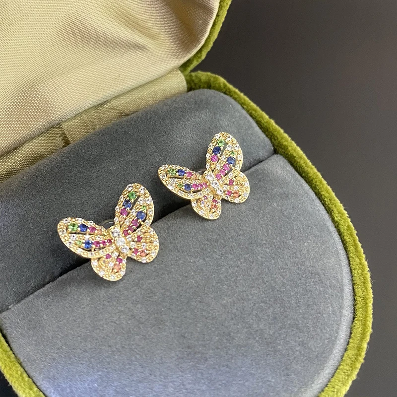 Aazuo Luxury Jewelry 18K Yellow Gold Natrual Sapphires Real Diamonds Jewelry Set Original Butterfly Gift For Women Wedding Party view 3