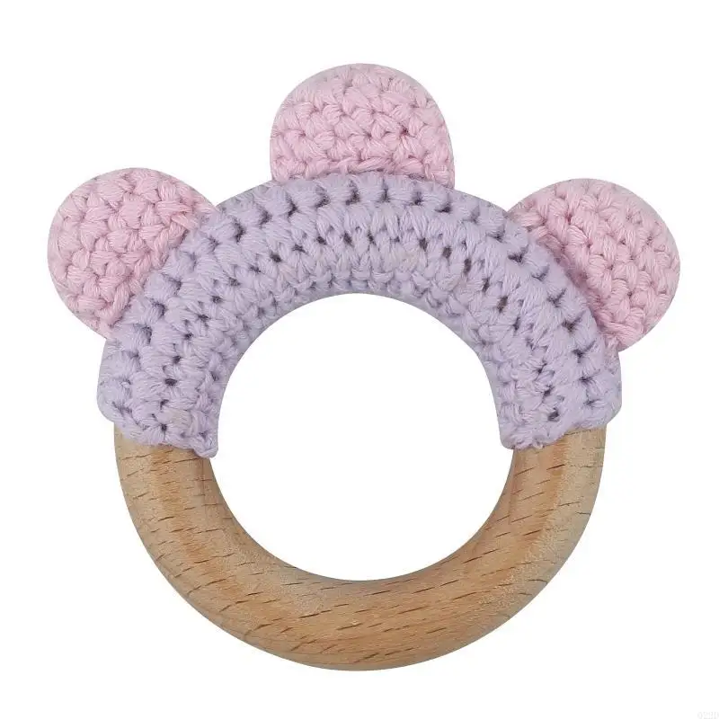 

Q22D Baby Wooden Rattle Toy Crochet Baby Teether Gym Music Rattle Ring Newborn Pram Stroller Toy Baby Product