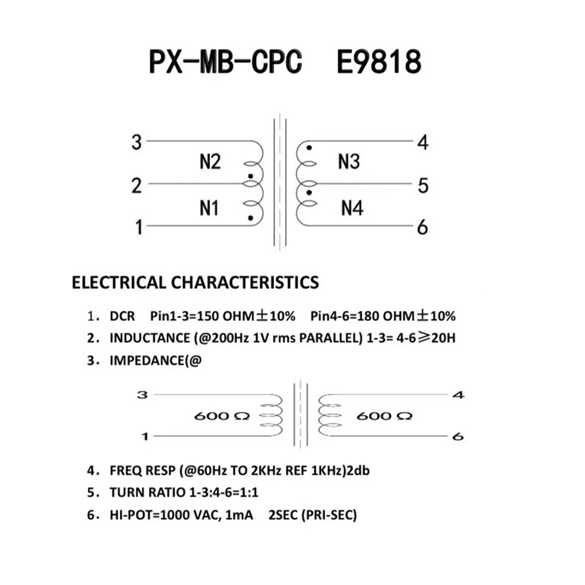 PXSW 1Pcs Permalloy Front Stage Single Ended to Balanced to RCA Audio Signal Isolation Transformer E9818