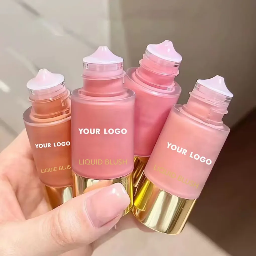 Vegan 7 Color Dropper Liquid Blush Private Label Natural Brighten Skin Long Lasting Non Fading Blusher Contour Custom Makeup