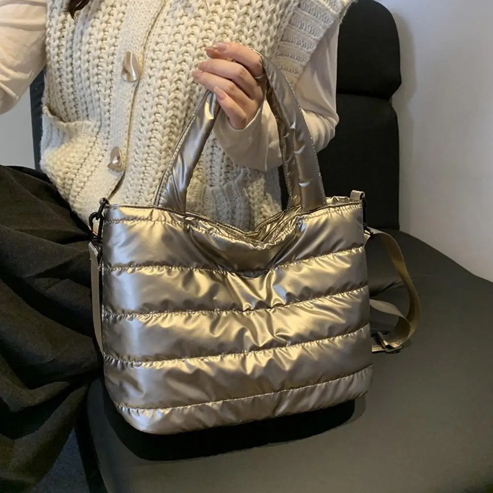 

Новая сумка-тоут для женщин, стеганая пышная сумка, легкая пуховая сумка на плечо с хлопковой подкладкой, сумка через плечо с пуховой подкладкой