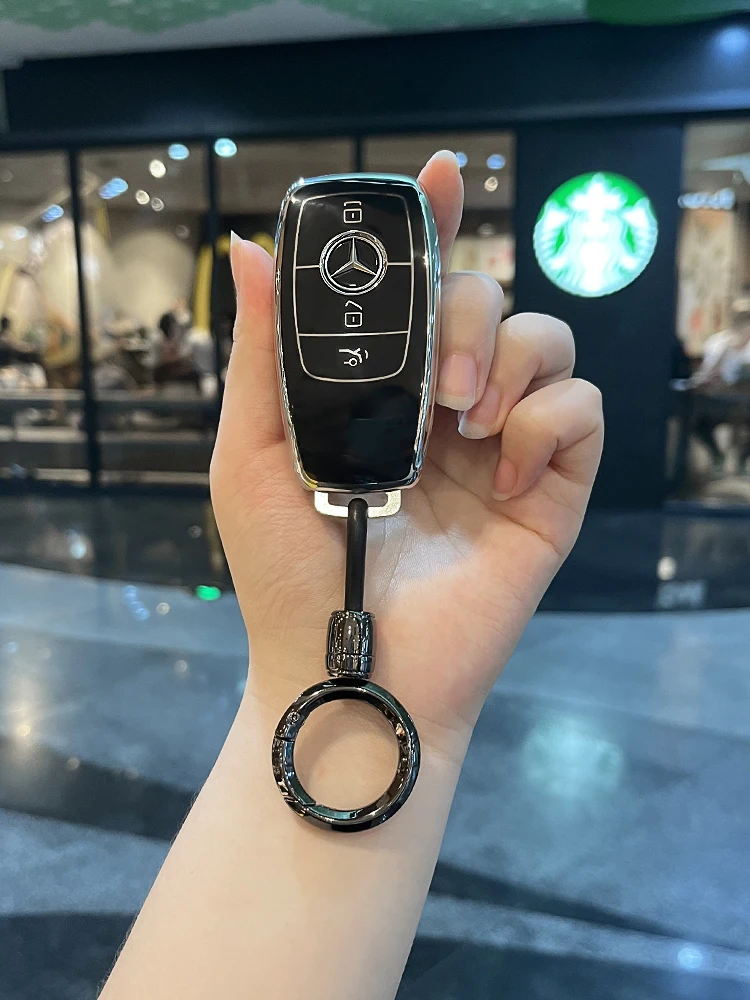 TPU Car Key Case Cover Shell Fob For Mercedes Benz A C E S G Class GLC CLE CLA W177 W205 W213 W222 X167 AMG Keychain Accessories
