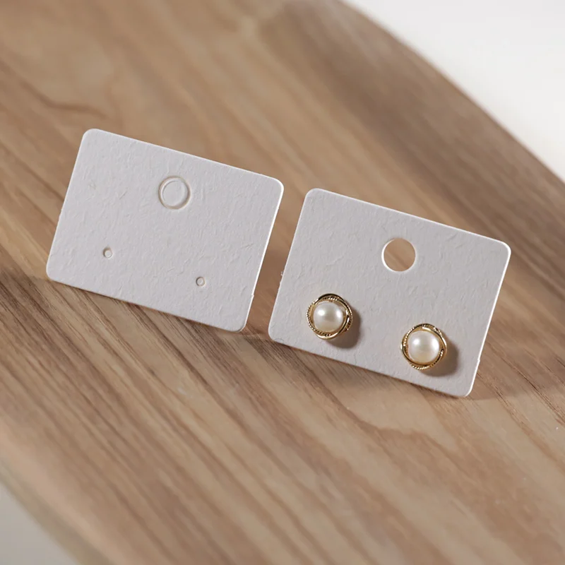 

50pcs Earrings Stud Cards Jewelry Accessories Display Label Card Hanging Ear Label Gold Foil Debossing