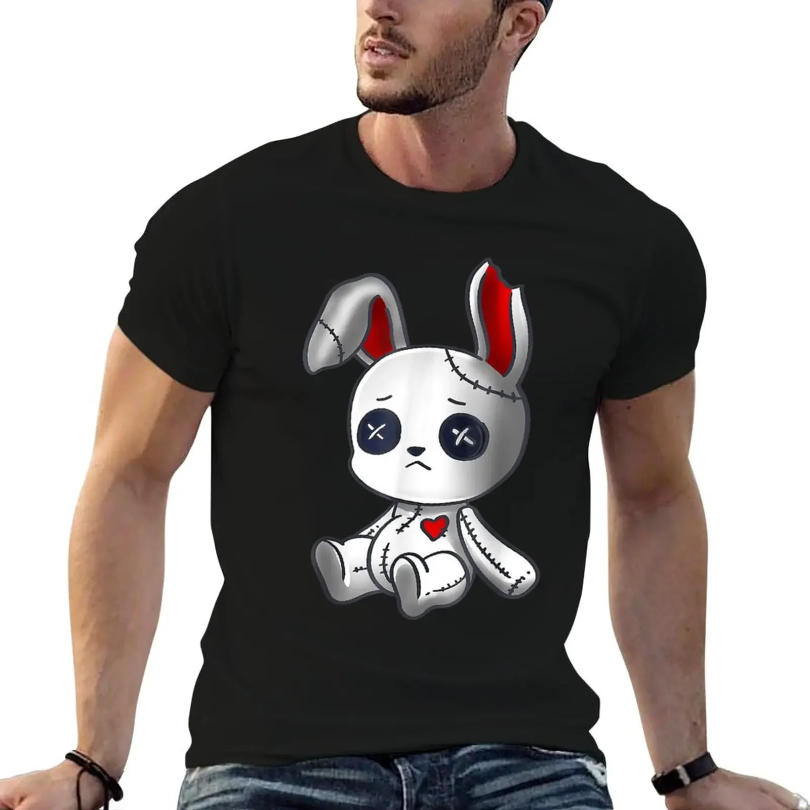 Goth Bunny Cute Creepy Emo Clothes Kawaii Bunny T-Shirt anime figures street wear mens big and tall t shirts