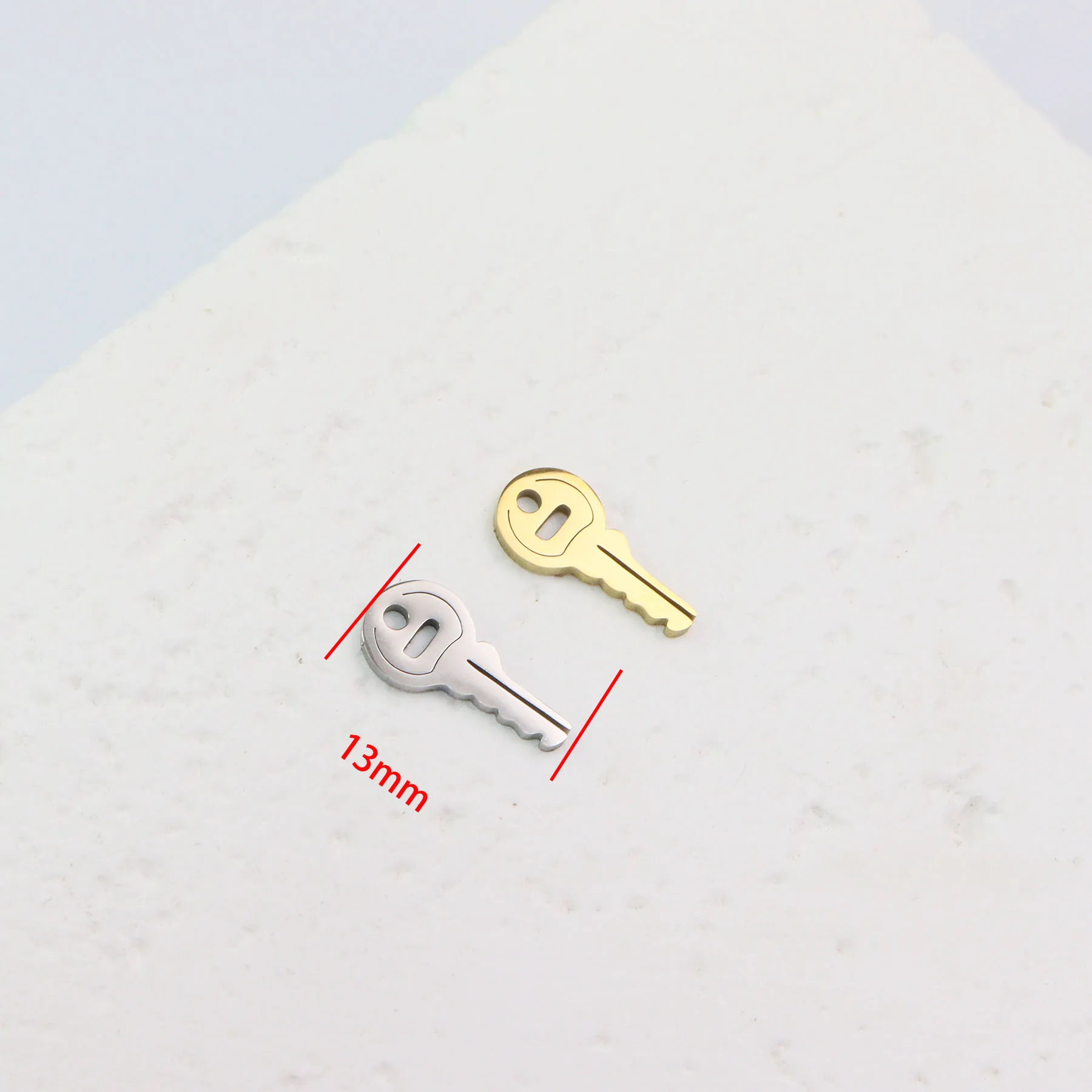 10pcs Stainless Steel Shiny Polished Key Connector Jewelry Charms Pendant DIY Handcraft  Vacuum Plate Waterproof Antiallergic